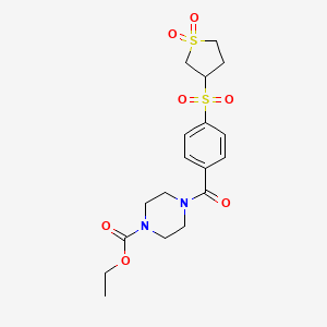 molecular formula C18H24N2O7S2 B12631705 Ethyl 4-({4-[(1,1-dioxidotetrahydrothiophen-3-yl)sulfonyl]phenyl}carbonyl)piperazine-1-carboxylate 