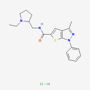 molecular formula C20H25ClN4OS B12631752 N-((1-ethylpyrrolidin-2-yl)methyl)-3-methyl-1-phenyl-1H-thieno[2,3-c]pyrazole-5-carboxamide hydrochloride 