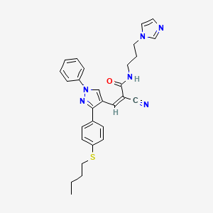 (Z)-3-[3-(4-butylsulfanylphenyl)-1-phenylpyrazol-4-yl]-2-cyano-N-(3-imidazol-1-ylpropyl)prop-2-enamide