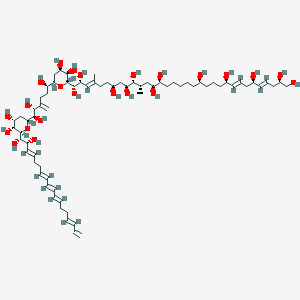 molecular formula C70H118O23 B1263209 (2R,4E,6R,8E,10R,14R,20S,21S,23S,24R,25S,27S,30E,32R,33S)-33-[(2R,3R,4R,6R)-6-[(1R,5R,6R)-6-[(2R,4R,5R,6R)-6-[(1S,2R,3E,7E,9E,11E,15E)-1,2-dihydroxyoctadeca-3,7,9,11,15,17-hexaenyl]-4,5-dihydroxyoxan-2-yl]-1,5,6-trihydroxy-4-methylidenehexyl]-3,4-dihydroxyoxan-2-yl]-23,30-dimethyltritriaconta-4,8,30-triene-1,2,6,10,14,20,21,24,25,27,32,33-dodecol 