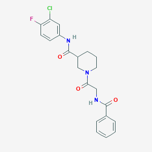 N-(3-chloro-4-fluorophenyl)-1-[N-(phenylcarbonyl)glycyl]piperidine-3-carboxamide