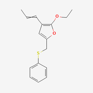 molecular formula C16H18O2S B12632181 2-Ethoxy-5-[(phenylsulfanyl)methyl]-3-(prop-1-en-1-yl)furan CAS No. 941270-51-5