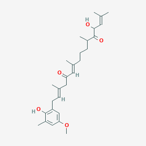 molecular formula C28H40O5 B1263233 (2E,6E)-13-hydroxy-1-(2-hydroxy-5-methoxy-3-methylphenyl)-3,7,11,15-tetramethylhexadeca-2,6,14-triene-5,12-dione 