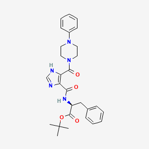 molecular formula C28H33N5O4 B1263254 (2S)-2-[[氧代-[5-[氧代-(4-苯基-1-哌嗪基)甲基]-1H-咪唑-4-基]甲基]氨基]-3-苯基丙酸叔丁酯 