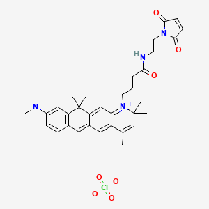 molecular formula C34H41ClN4O7 B1263267 9-(二甲氨基)-1-(4-{[2-(2,5-二氧代-2,5-二氢-1H-吡咯-1-基)乙基]氨基}-4-氧代丁基)-2,2,4,11,11-五甲基-2,11-二氢萘并[2,3-g]喹啉高氯酸盐 