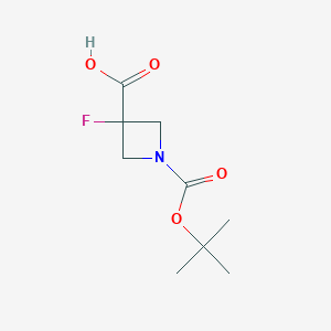 molecular formula C9H14FNO4 B1263283 1-(Tert-butoxycarbonyl)-3-fluoroazetidine-3-carboxylic acid CAS No. 1126650-67-6