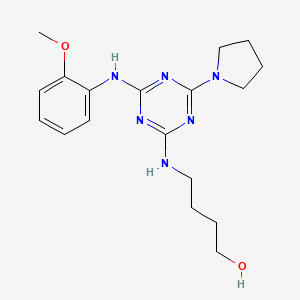 molecular formula C18H26N6O2 B1263286 4-[[4-(2-甲氧基苯胺)-6-(1-吡咯烷基)-1,3,5-三嗪-2-基]氨基]-1-丁醇 