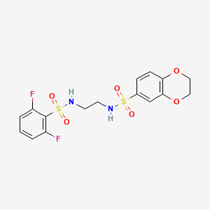 molecular formula C16H16F2N2O6S2 B1263306 N-[2-[(2,6-difluorophenyl)sulfonylamino]ethyl]-2,3-dihydro-1,4-benzodioxin-6-sulfonamide 