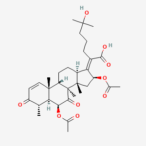 molecular formula C33H46O9 B1263317 6beta,16beta-Diacetoxy-25-hydroxy-3,7-dioxy-29-nordammara-1,17(20)-dien-21-oic acid 