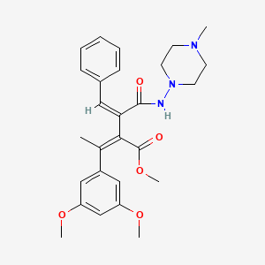 methyl (Z)-3-(3,5-dimethoxyphenyl)-2-[(Z)-3-[(4-methylpiperazin-1-yl)amino]-3-oxo-1-phenylprop-1-en-2-yl]but-2-enoate
