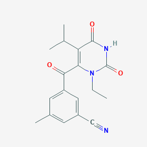 molecular formula C18H19N3O3 B1263326 3-{[3-Ethyl-5-(1-methylethyl)-2,6-dioxo-1,2,3,6-tetrahydropyrimidin-4-yl]carbonyl}-5-methylbenzonitrile 