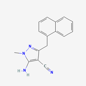 molecular formula C16H14N4 B1263334 5-Amino-1-methyl-3-(1-naphthalenylmethyl)-4-pyrazolecarbonitrile 