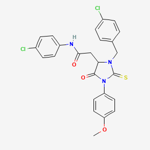 2-[3-(4-chlorobenzyl)-1-(4-methoxyphenyl)-5-oxo-2-thioxoimidazolidin-4-yl]-N-(4-chlorophenyl)acetamide