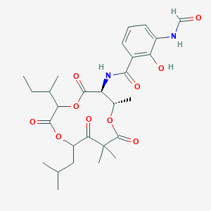N-[(6S,7S)-3-butan-2-yl-7,10,10-trimethyl-12-(2-methylpropyl)-2,5,9,11-tetraoxo-1,4,8-trioxacyclododec-6-yl]-3-formamido-2-hydroxybenzamide