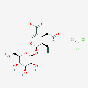 molecular formula C18H25Cl3O10 B1263372 chloroform;methyl (2S,3R,4S)-3-ethenyl-4-(2-oxoethyl)-2-[(2S,3R,4S,5S,6R)-3,4,5-trihydroxy-6-(hydroxymethyl)oxan-2-yl]oxy-3,4-dihydro-2H-pyran-5-carboxylate 
