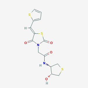 2-[(5Z)-2,4-dioxo-5-(thiophen-2-ylmethylidene)-1,3-thiazolidin-3-yl]-N-[(3S,4R)-4-hydroxytetrahydrothiophen-3-yl]acetamide