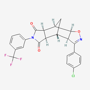 molecular formula C23H16ClF3N2O3 B12633750 (3aR,4R,4aR,7aS,8R,8aR)-3-(4-chlorophenyl)-6-[3-(trifluoromethyl)phenyl]-4a,7a,8,8a-tetrahydro-3aH-4,8-methano[1,2]oxazolo[4,5-f]isoindole-5,7(4H,6H)-dione 