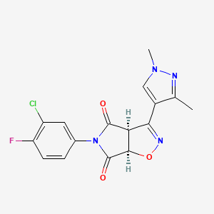 molecular formula C16H12ClFN4O3 B12633935 (3aS,6aR)-5-(3-chloro-4-fluorophenyl)-3-(1,3-dimethylpyrazol-4-yl)-3a,6a-dihydropyrrolo[3,4-d][1,2]oxazole-4,6-dione 