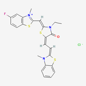 (2Z,5E)-3-ethyl-2-[(5-fluoro-3-methyl-1,3-benzothiazol-3-ium-2-yl)methylidene]-5-[(2E)-2-(3-methyl-1,3-benzothiazol-2-ylidene)ethylidene]-1,3-thiazolidin-4-one;chloride