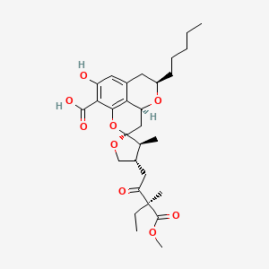 (2S,3S,3a'S,4S,5'R)-8'-Hydroxy-4-[(3S)-3-(methoxycarbonyl)-3-methyl-2-oxopentyl]-3-methyl-5'-pentyl-3',3a',5',6'-tetrahydrospiro[oxolane-2,2'-pyrano[2,3,4-de][1]benzopyran]-9'-carboxylic acid