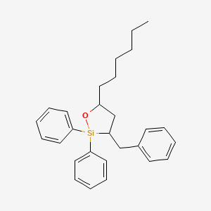 molecular formula C28H34OSi B12634063 3-Benzyl-5-hexyl-2,2-diphenyl-1,2-oxasilolane CAS No. 921199-47-5