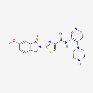 molecular formula C22H22N6O3S B1263420 2-(6-甲氧基-1-氧代-1,3-二氢-2h-异吲哚-2-基)-N-[4-(哌嗪-1-基)吡啶-3-基]-1,3-噻唑-4-甲酰胺 