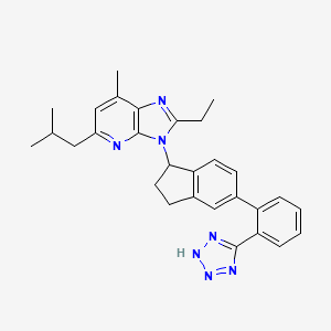 molecular formula C29H31N7 B12634277 2-ethyl-7-methyl-5-(2-methylpropyl)-3-[5-[2-(2H-tetrazol-5-yl)phenyl]-2,3-dihydro-1H-inden-1-yl]imidazo[4,5-b]pyridine 