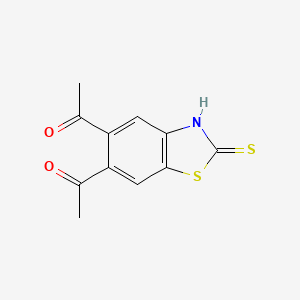 molecular formula C11H9NO2S2 B12634321 1,1'-(2-Sulfanylidene-2,3-dihydro-1,3-benzothiazole-5,6-diyl)di(ethan-1-one) CAS No. 920980-64-9