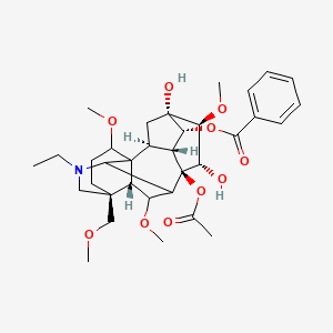 molecular formula C34H47NO10 B1263440 [(2S,3R,4R,5S,6S,7S,8R,13S,17R)-8-acetyloxy-11-ethyl-5,7-dihydroxy-6,16,18-trimethoxy-13-(methoxymethyl)-11-azahexacyclo[7.7.2.12,5.01,10.03,8.013,17]nonadecan-4-yl] benzoate 