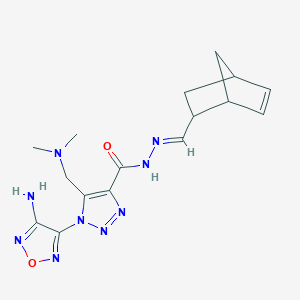 molecular formula C16H21N9O2 B12634409 1-(4-amino-1,2,5-oxadiazol-3-yl)-N'-[(E)-bicyclo[2.2.1]hept-5-en-2-ylmethylidene]-5-[(dimethylamino)methyl]-1H-1,2,3-triazole-4-carbohydrazide 