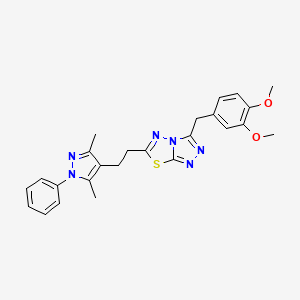 molecular formula C25H26N6O2S B12634443 3-(3,4-dimethoxybenzyl)-6-[2-(3,5-dimethyl-1-phenyl-1H-pyrazol-4-yl)ethyl][1,2,4]triazolo[3,4-b][1,3,4]thiadiazole 