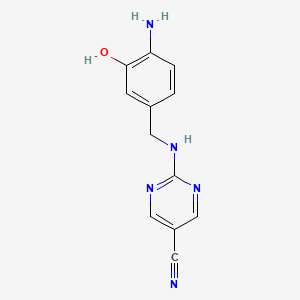 2-{[(4-Amino-3-hydroxyphenyl)methyl]amino}pyrimidine-5-carbonitrile