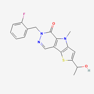 molecular formula C18H16FN3O2S B1263455 6-[(2-氟苯基)甲基]-2-(1-羟乙基)-4-甲基-5-噻吩并[3,4]吡咯并[1,3-d]嘧啶酮 