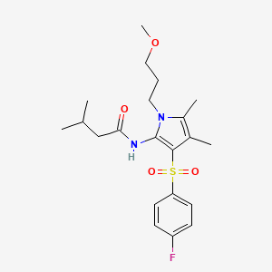 molecular formula C21H29FN2O4S B12634644 N-{3-[(4-fluorophenyl)sulfonyl]-1-(3-methoxypropyl)-4,5-dimethyl-1H-pyrrol-2-yl}-3-methylbutanamide 