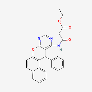 molecular formula C26H21N3O4 B1263470 3-氧代-3-[(18-苯基-11-氧杂-13,15-二氮杂四环[8.8.0.0²,⁷.0¹²,¹⁷]十八-1(10),2,4,6,8,12,14,16-八烯-16-基)氨基]丙酸乙酯 