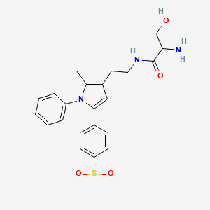 molecular formula C23H27N3O4S B12634725 2-amino-3-hydroxy-N-[2-[2-methyl-5-(4-methylsulfonylphenyl)-1-phenylpyrrol-3-yl]ethyl]propanamide 