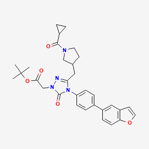 1H-1,2,4-Triazole-1-acetic acid, 4-[4-(5-benzofuranyl)phenyl]-3-[[(3S)-1-(cyclopropylcarbonyl)-3-pyrrolidinyl]methyl]-4,5-dihydro-5-oxo-, 1,1-dimethylethyl ester