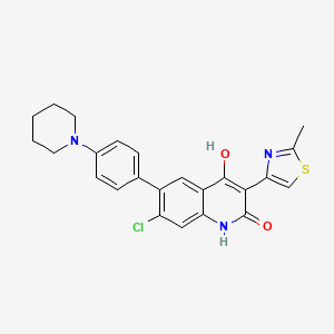 molecular formula C24H22ClN3O2S B12634822 2(1H)-Quinolinone, 7-chloro-4-hydroxy-3-(2-methyl-4-thiazolyl)-6-[4-(1-piperidinyl)phenyl]- 