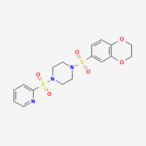 molecular formula C17H19N3O6S2 B1263487 1-(2,3-二氢-1,4-苯并二氧杂环-6-基磺酰基)-4-(2-吡啶基磺酰基)哌嗪 