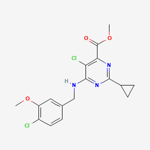 Methyl 5-chloro-6-[(4-chloro-3-methoxyphenyl)methylamino]-2-cyclopropylpyrimidine-4-carboxylate