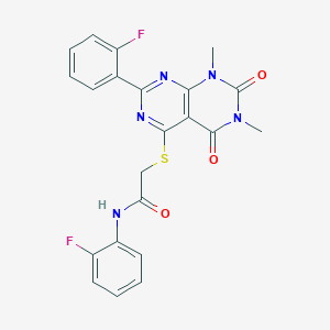 molecular formula C22H17F2N5O3S B1263506 N-(2-fluorophenyl)-2-[[7-(2-fluorophenyl)-1,3-dimethyl-2,4-dioxo-5-pyrimido[4,5-d]pyrimidinyl]thio]acetamide 