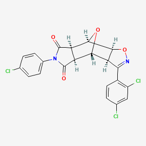 molecular formula C21H13Cl3N2O4 B12635096 (3aS,4R,4aS,7aR,8R,8aS)-6-(4-chlorophenyl)-3-(2,4-dichlorophenyl)-4a,7a,8,8a-tetrahydro-3aH-4,8-epoxy[1,2]oxazolo[4,5-f]isoindole-5,7(4H,6H)-dione 