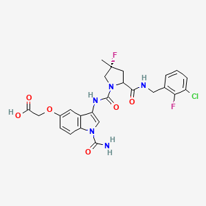 molecular formula C25H24ClF2N5O6 B12635100 Acetic acid, 2-[[1-(aminocarbonyl)-3-[[[(2S,4R)-2-[[[(3-chloro-2-fluorophenyl)methyl]amino]carbonyl]-4-fluoro-4-methyl-1-pyrrolidinyl]carbonyl]amino]-1H-indol-5-yl]oxy]- 