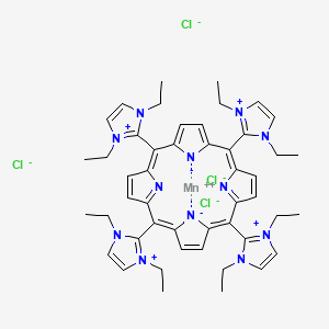 molecular formula C48H56Cl4MnN12 B1263512 Manganese(2+);5,10,15,20-tetrakis(1,3-diethylimidazol-1-ium-2-yl)porphyrin-22,24-diide;tetrachloride 