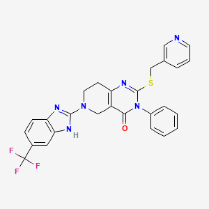 Pyrido[4,3-d]pyrimidin-4(3H)-one, 5,6,7,8-tetrahydro-3-phenyl-2-[(3-pyridinylmethyl)thio]-6-[6-(trifluoromethyl)-1H-benzimidazol-2-yl]-