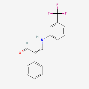 molecular formula C16H12F3NO B12635179 2-Phenyl-3-[3-(trifluoromethyl)anilino]prop-2-enal CAS No. 918896-90-9