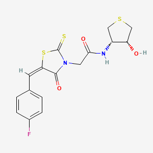 2-[(5E)-5-(4-fluorobenzylidene)-4-oxo-2-thioxo-1,3-thiazolidin-3-yl]-N-[(3S,4R)-4-hydroxytetrahydrothiophen-3-yl]acetamide