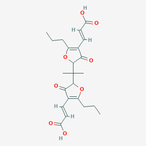molecular formula C23H28O8 B1263531 (E)-3-[5-[2-[4-[(E)-2-羧基乙烯基]-3-氧代-5-丙基呋喃-2-基]丙-2-基]-4-氧代-2-丙基呋喃-3-基]丙-2-烯酸 
