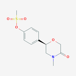 molecular formula C12H15NO5S B12635390 4-[(2R)-4-Methyl-5-oxomorpholin-2-yl]phenyl methanesulfonate CAS No. 920803-18-5