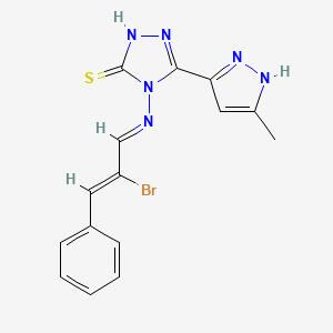 molecular formula C15H13BrN6S B12635705 4-[[(Z)-2-bromo-3-phenylprop-2-enylidene]amino]-3-(5-methyl-1H-pyrazol-3-yl)-1H-1,2,4-triazole-5-thione 